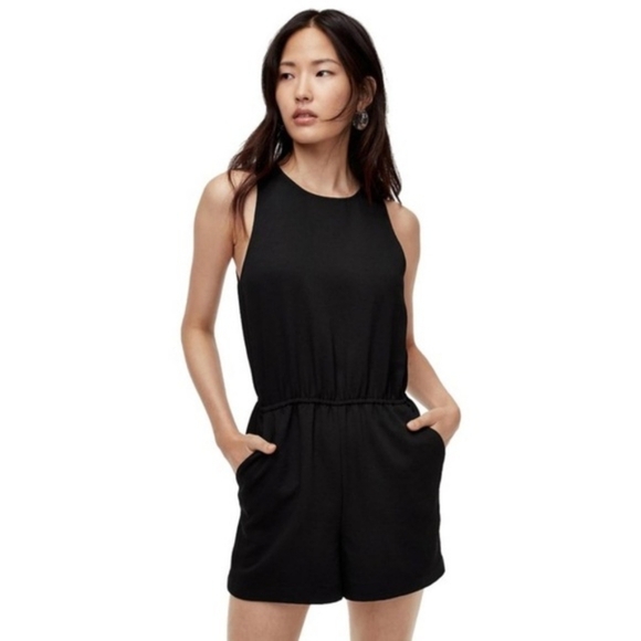 Aritzia Wilfred River Sleeveless Feminine Classy Romper in Black Size Small - Picture 1 of 15